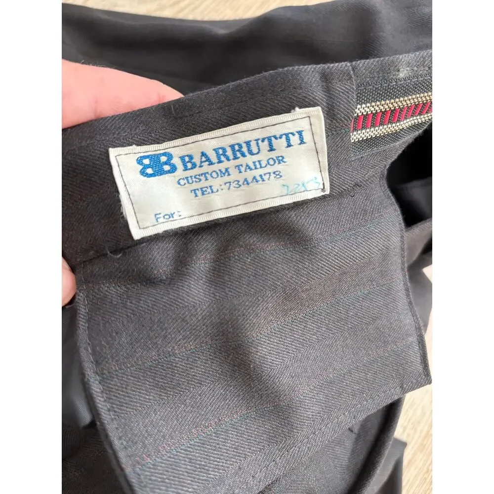 Vintage Mario Barutti Mens Suit Charcoal Gray Two Piece